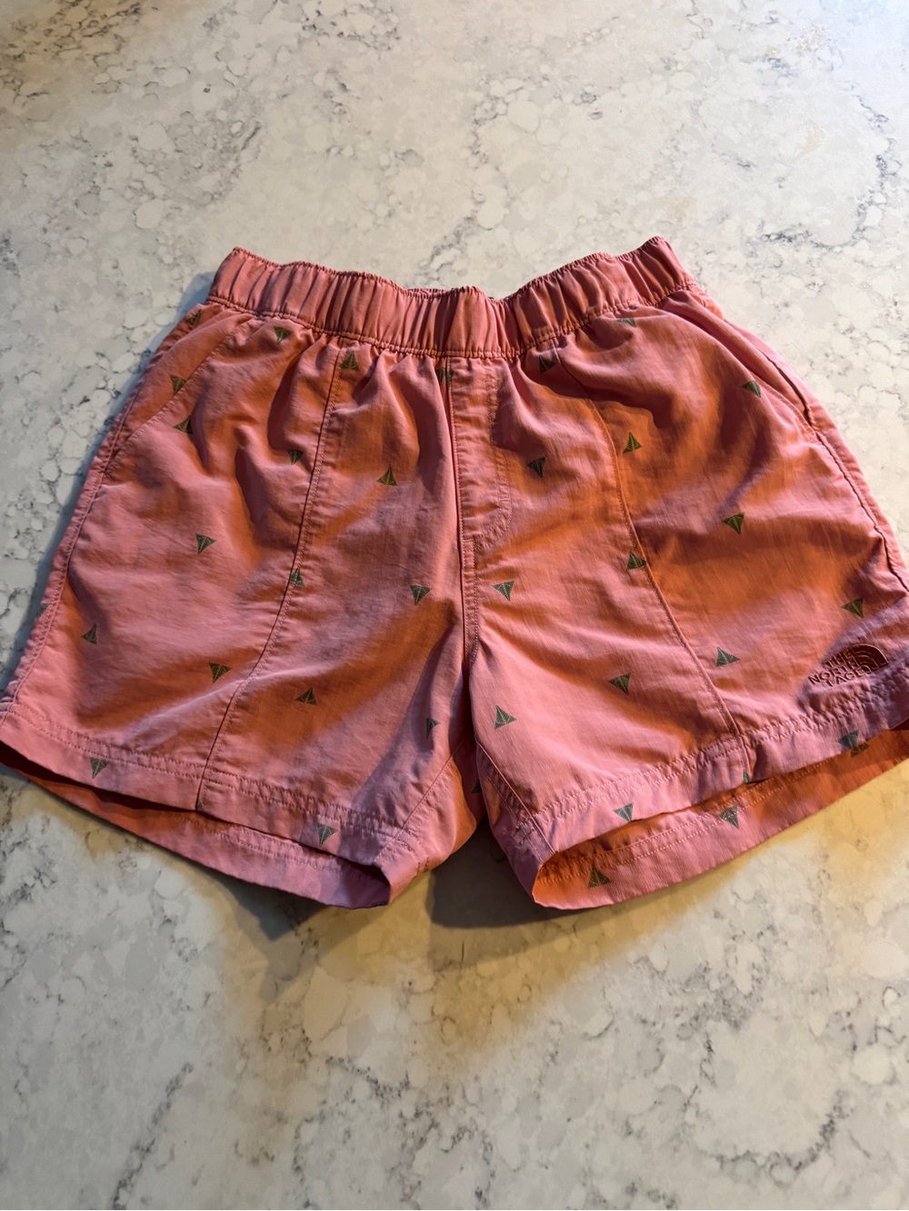 The North Face Men’s Small Pink Triangle Print Swim Shorts Mesh Lined Outdoo